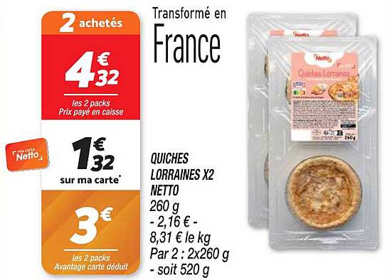 Quiches Lorraines X2 Netto