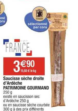 saucisse sèche droite d'ardèche patrimoine gourmand