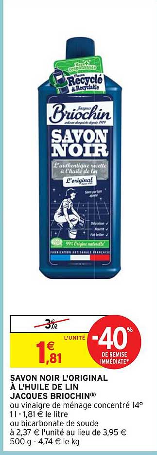 savon noir l'original à l'huile de lin jacques briochin