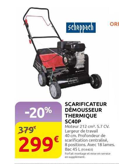 scarificateur démousseur thermique sc40p scheppach