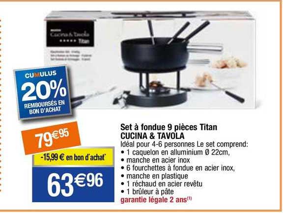 set à fondue 9 pièces titan cucina & tavola