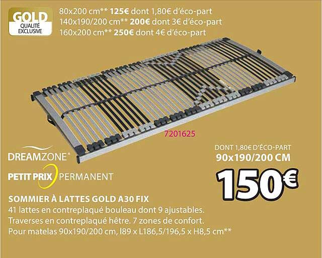 sommier à lattes gold a30 fix dreamzone
