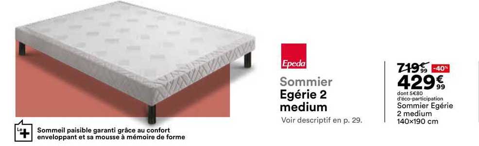 sommier egérie 2 medium 140x190 cm