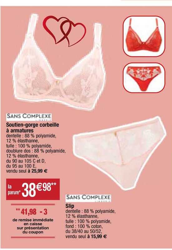 soutien-goge corbeille à armatures sans complexe, slip sans complexe