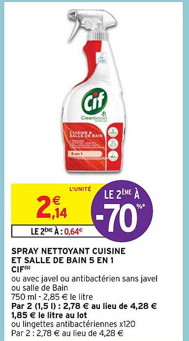 Spray Nettoyant Cuisine Et Salle De Bain 5 En 1 Cif