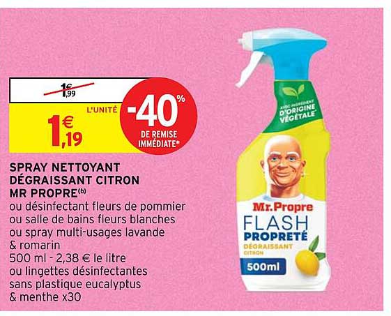 spray nettoyant dégraissant citron mr propre