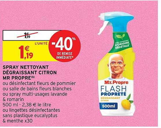 spray nettoyant dégraissant citron mr propre