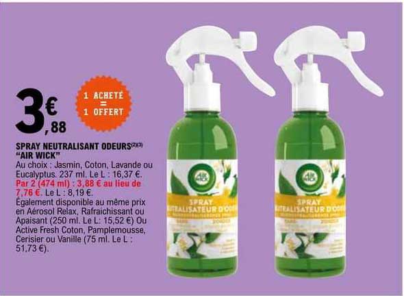 spray neutralisant odeurs "air wick"