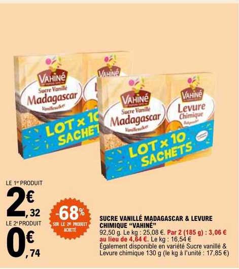 sucre vanillé madagascar & levure chimique "vahiné"