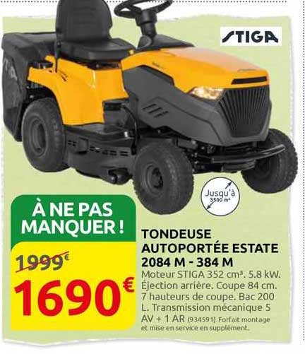 tondeuse autoportée estate 2084 m - 384 m stiga