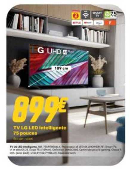 tv lg led intelligente 75 pouces 189 cm