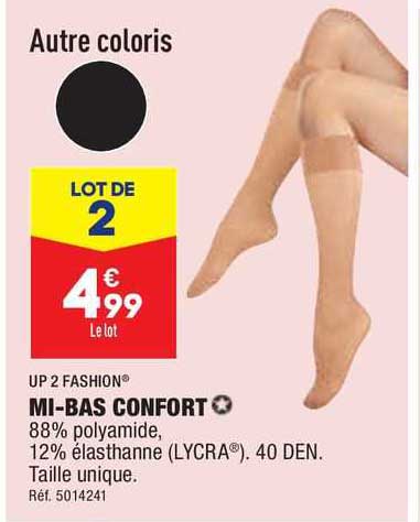 up 2 fashion mi-bas confort
