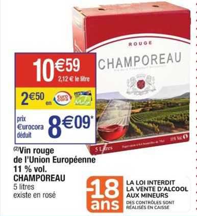 vin rouge de l'union européenne 11% vol. champoreau
