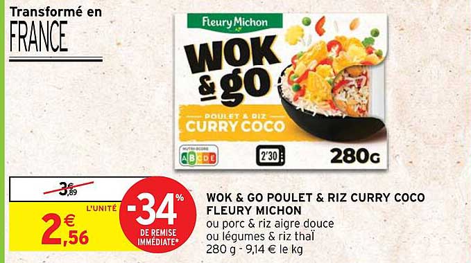 wok & go poulet & riz curry coco fleury michon