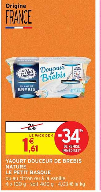Yaourt Douceur De Brebis Nature Le Petit Basque