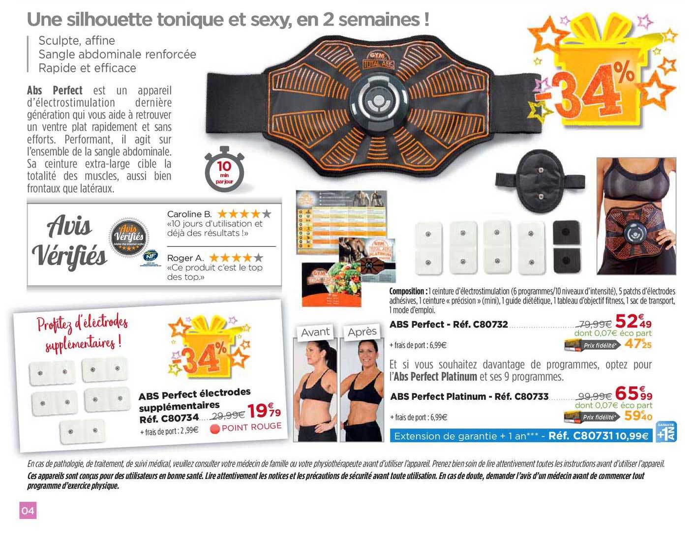 abs perfect platinum, abs perfect électrodes supplémentaires