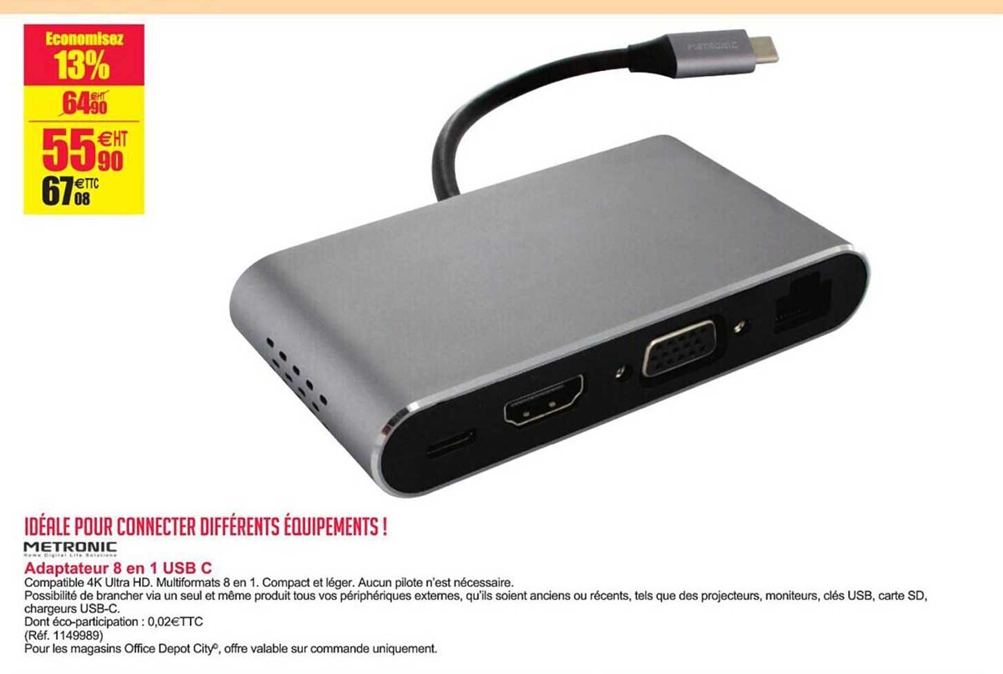 adaptateur 8 en 1 usb c metronic