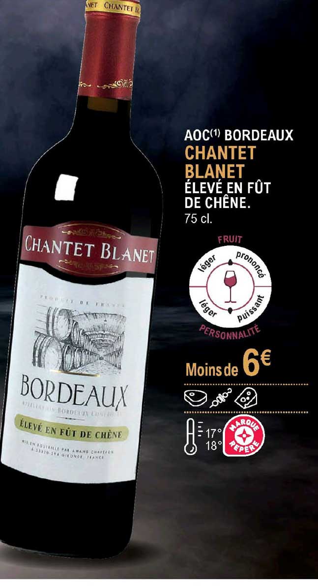 aoc bordeaux chantet blanet élevé en fût de chêne