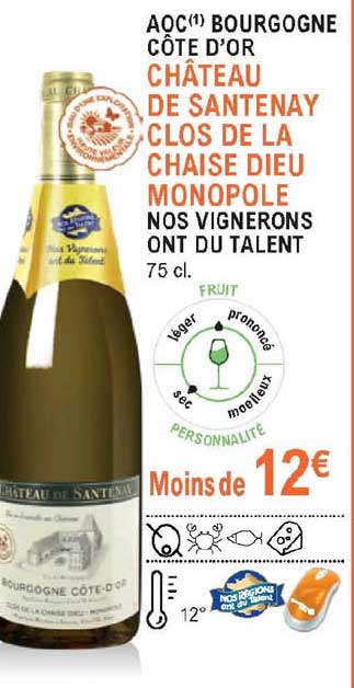 aoc bourgogne côte d'or château de santenay clos de la chaise dieu monopole
