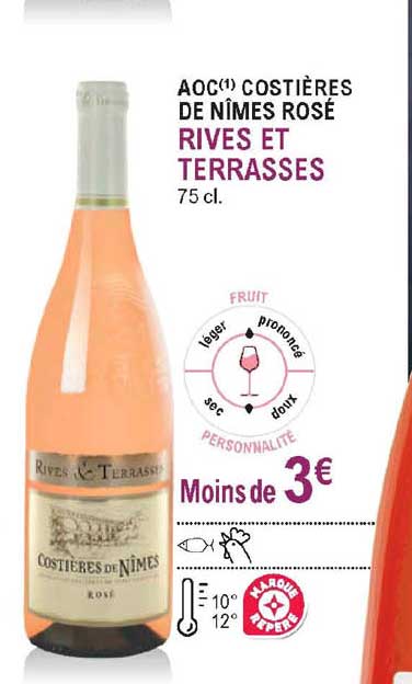 Aoc Costières De Nîmes Rosé Rives Et Terrasses