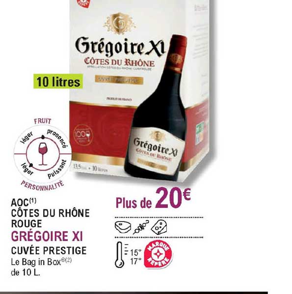 aoc côtes du rhône rouge grégoire xi cuvée prestige
