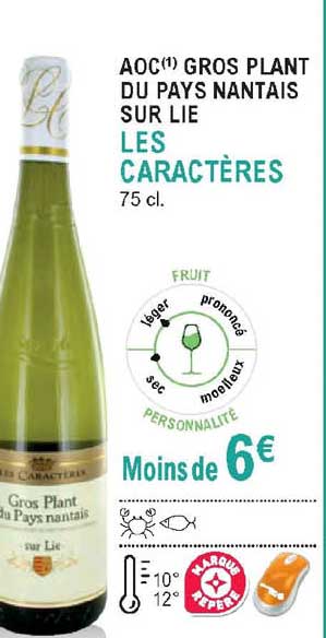 aoc gros plant du pays nantais sur lie les caractères