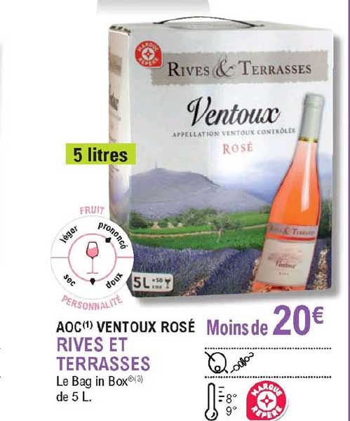 aoc ventoux rosé rives et terrasses