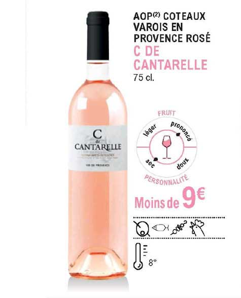 aop coteaux varois en provence rosé c de cantarelle