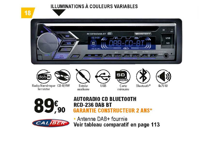 autoradio cd bluetooth rcd-236 dab bt caliber