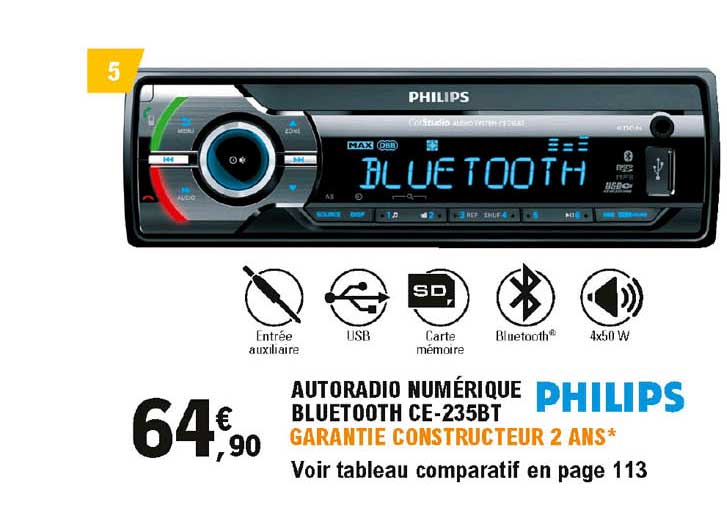 Autoradio Numérique Bluetooth Ce-235bt Philips