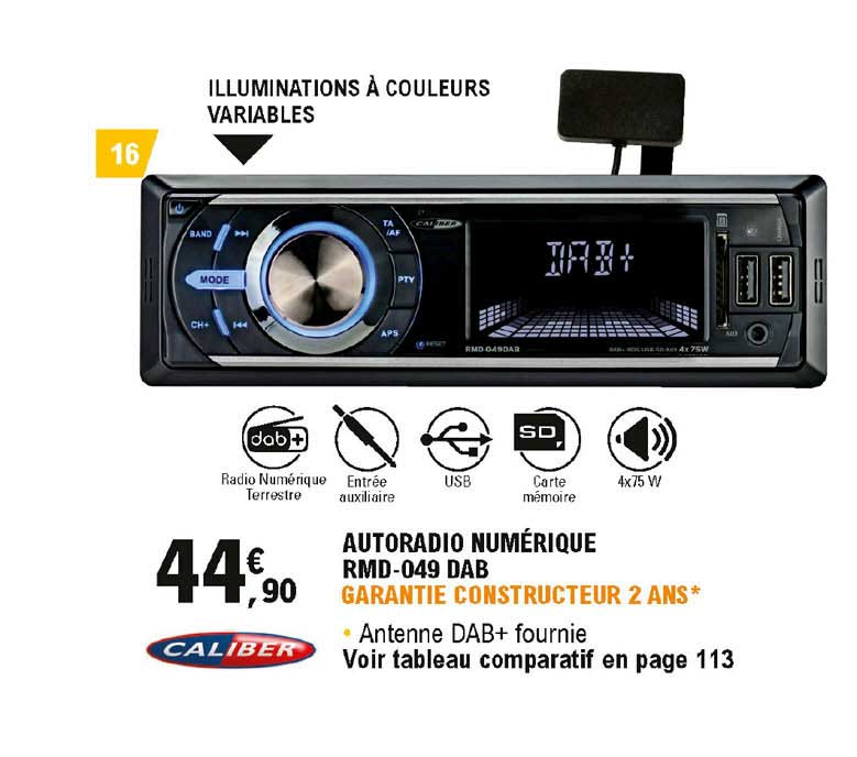 autoradio numérique rmd-049 dab caliber