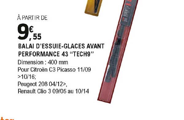 balai d'essuie-glaces avant performance 43 "tech9"