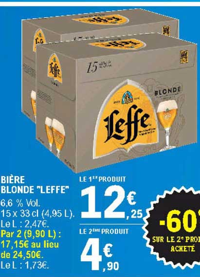 Bière Blonde Leffe -60% Sur Le 2e Produit Acheté