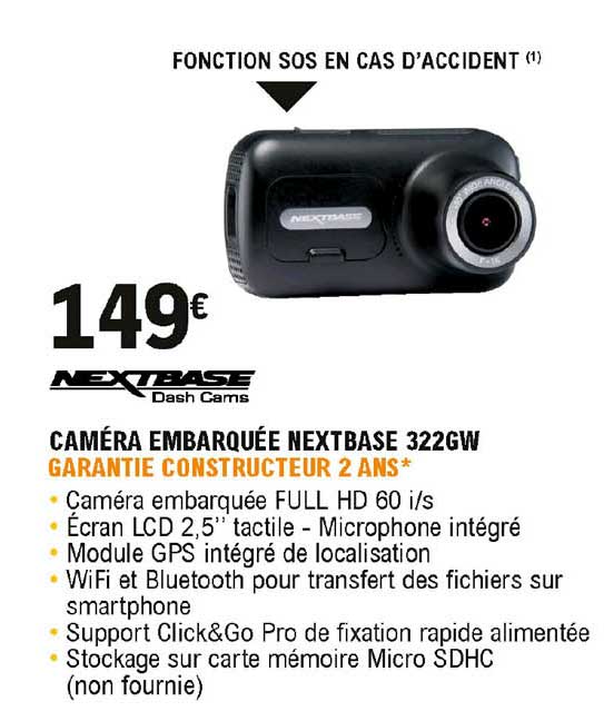 caméra embarquée nextbase 322gw