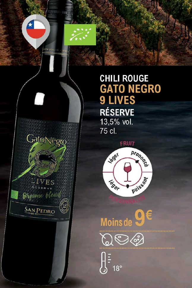 chili rouge gato negro 9 lives réserve