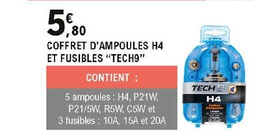 coffret d'ampoules h4 et fusibles "tech9"