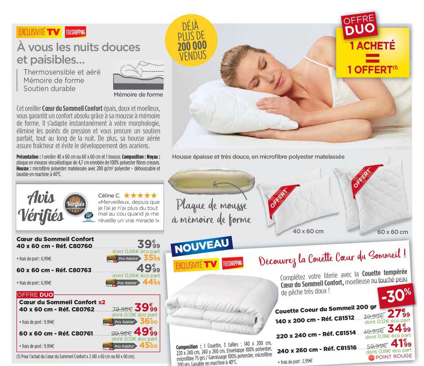 cœur du sommeil confort, couette cœur du sommeil