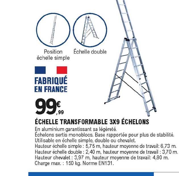 échelle Transformable 3x9 échelons
