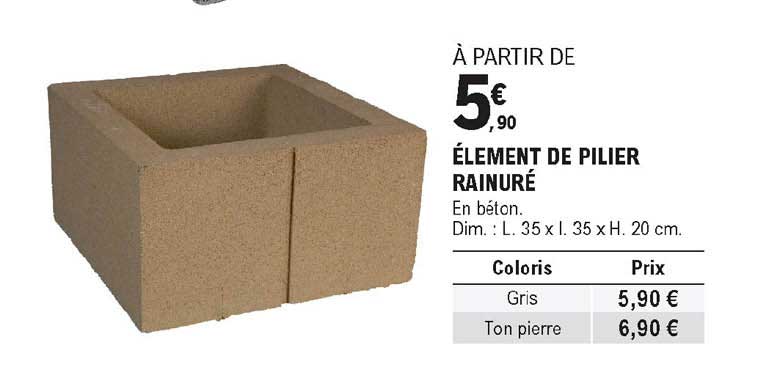 élément de pilier rainuré