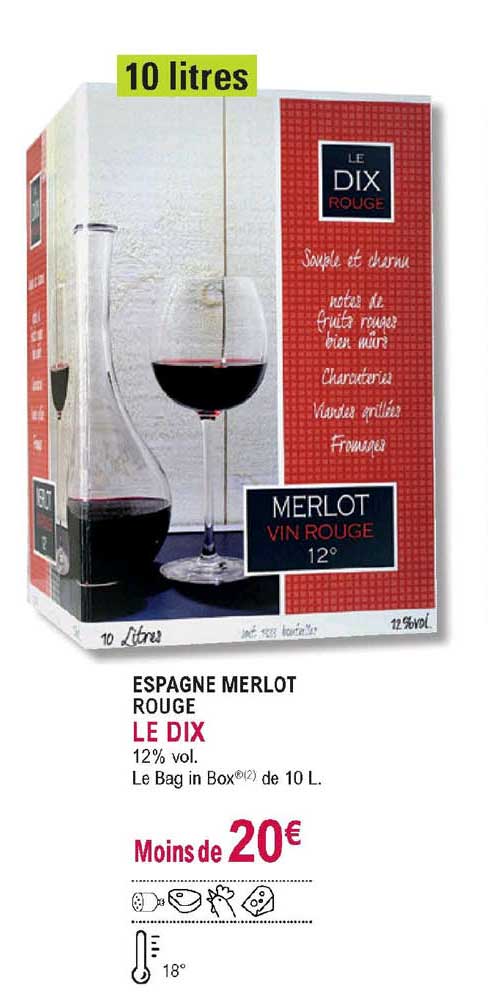 espagne merlot rouge le dix