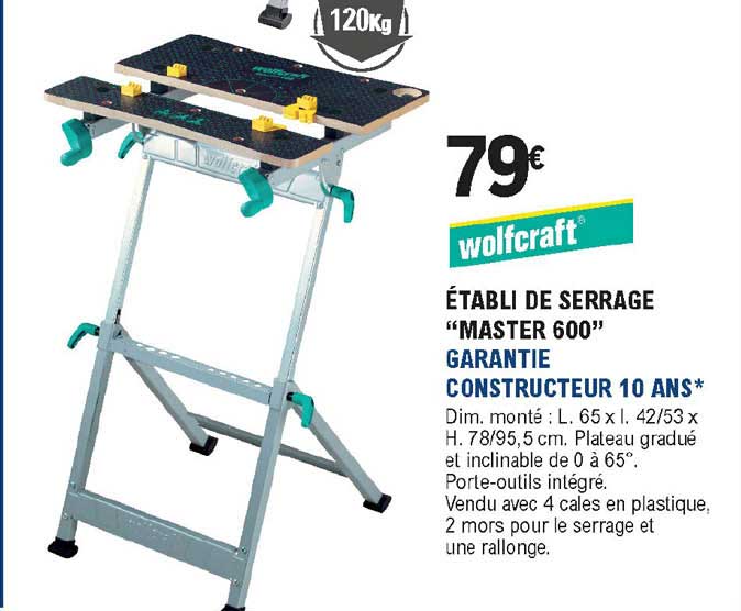 établi de serrage "master 600" wolfcraft
