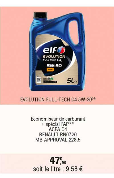 evolution full-tech c4 5w-30 elf