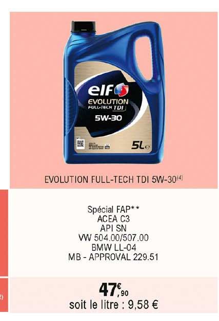 évolution full-tech tdi 5w-30 elf