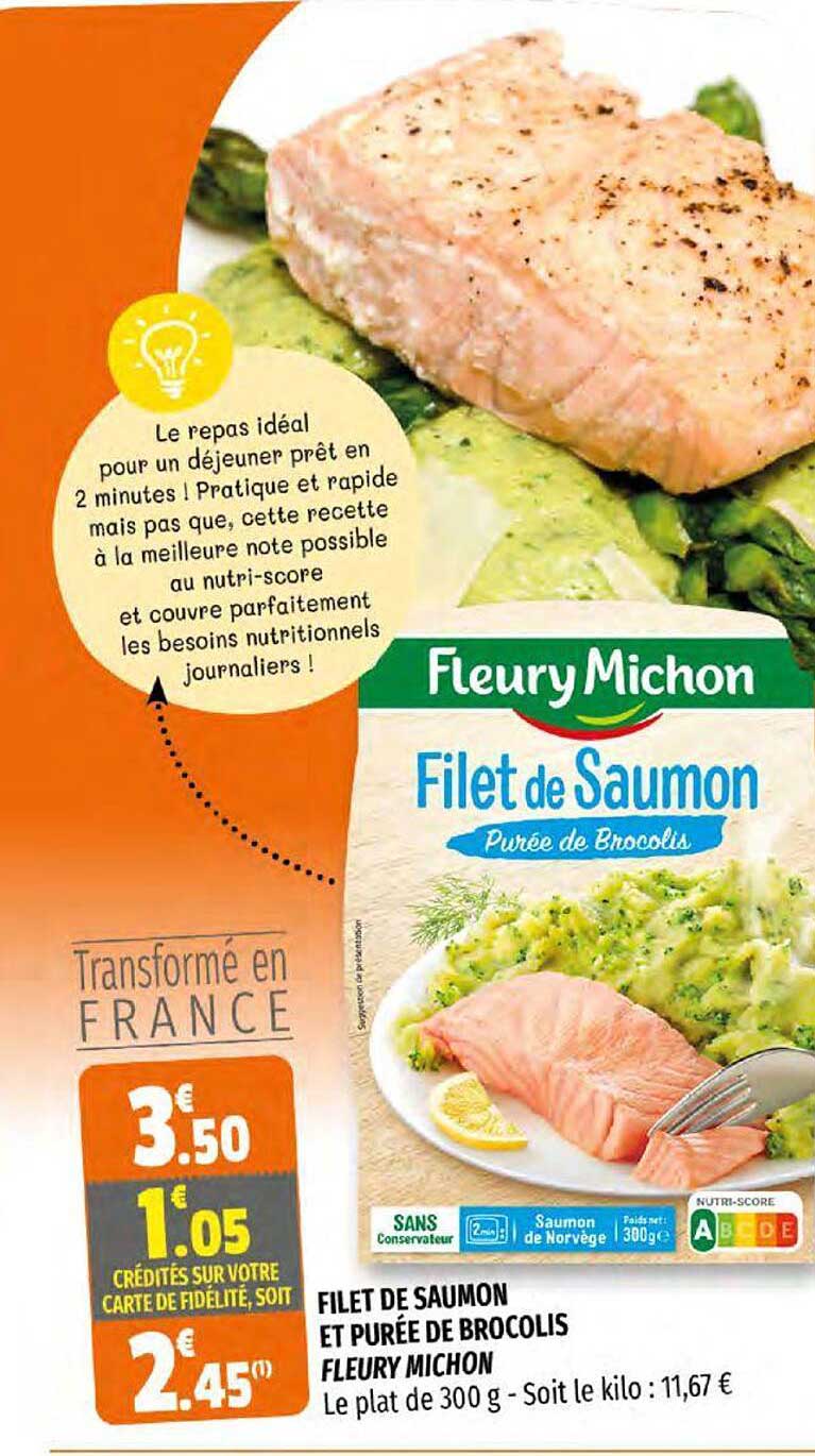 filet de saumon et purée de brocolis fleury michon