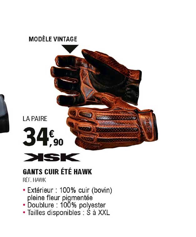 gants cuir été hawk