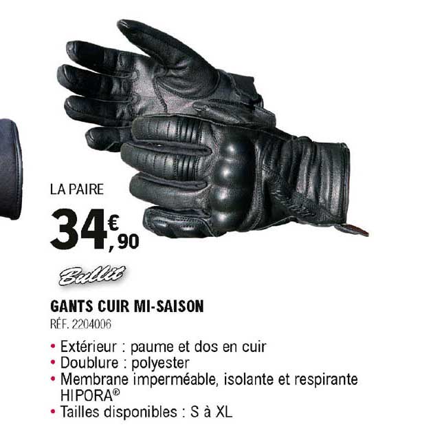 gants cuir mi-saison bullit