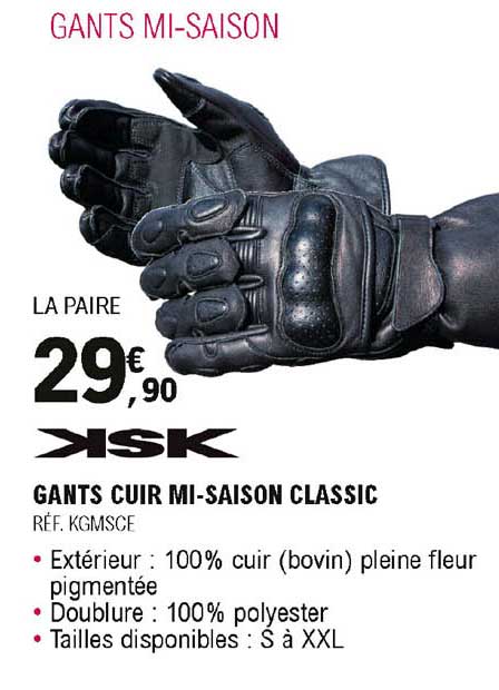 gants cuir mi-saison classic ksk