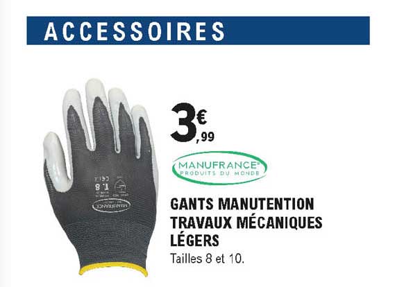 Gants Manutention Travaux Mécaniques Légers Manufrance