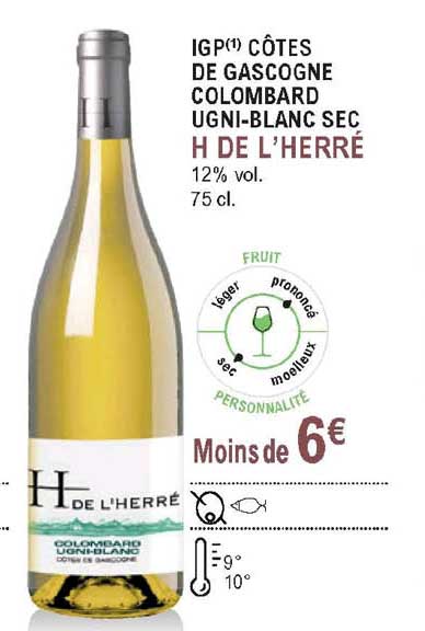 igp côtes de gascogne colombard ugni blanc sec h de l'herré