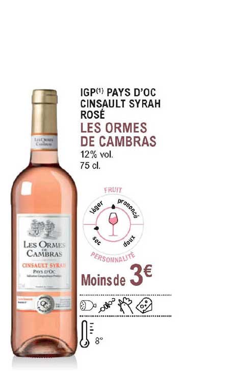 igp pays d'oc cinsault syrah rosé les ormes de cambras
